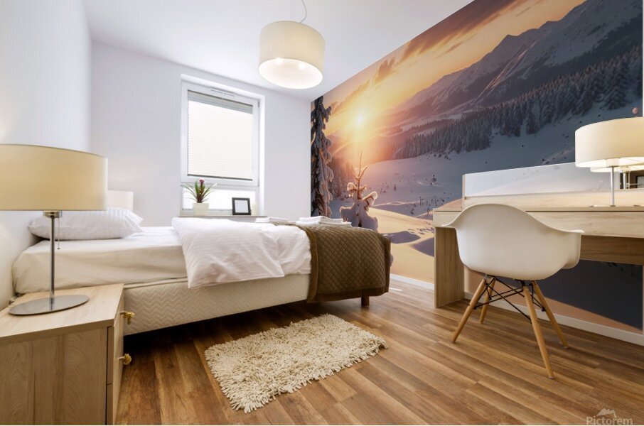 Sunrise Over a Snowy Landscape amazing serene landscape Mural print