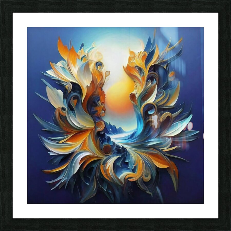 An ultra-realistic photographic image of a vibrant abstract floral composition Picture Frame print