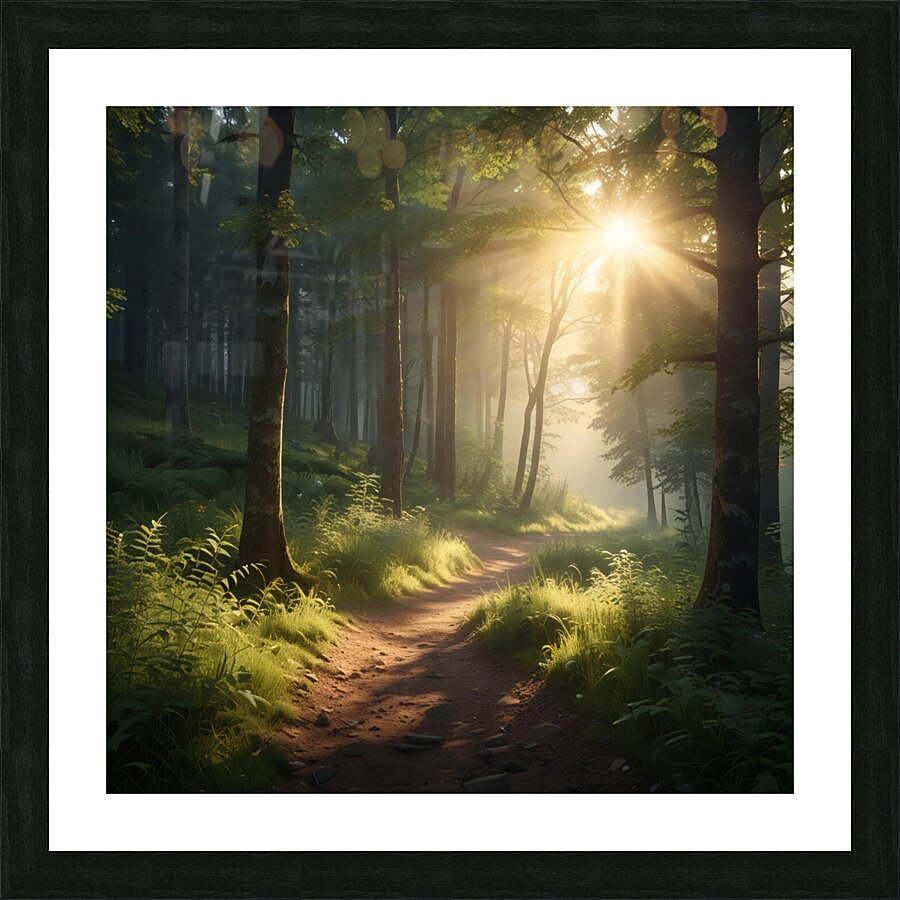 Peaceful Forest Path with Morning Light amazing serene landscape Picture Frame print