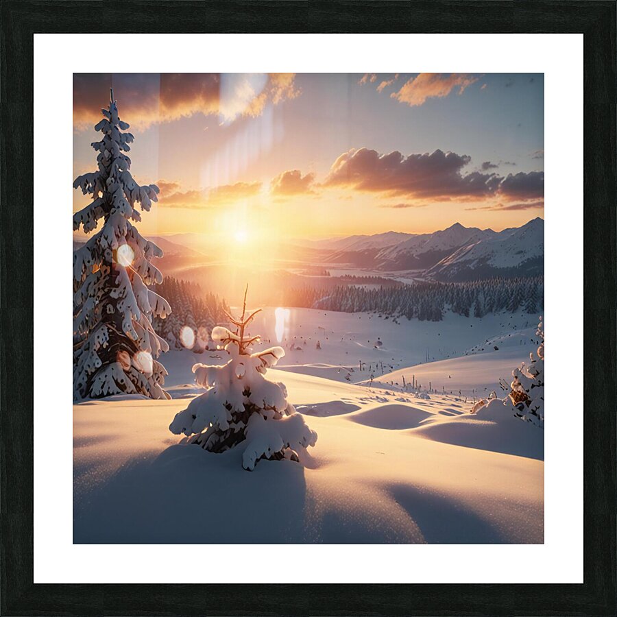 Sunrise Over a Snowy Landscape amazing serene landscape Picture Frame print
