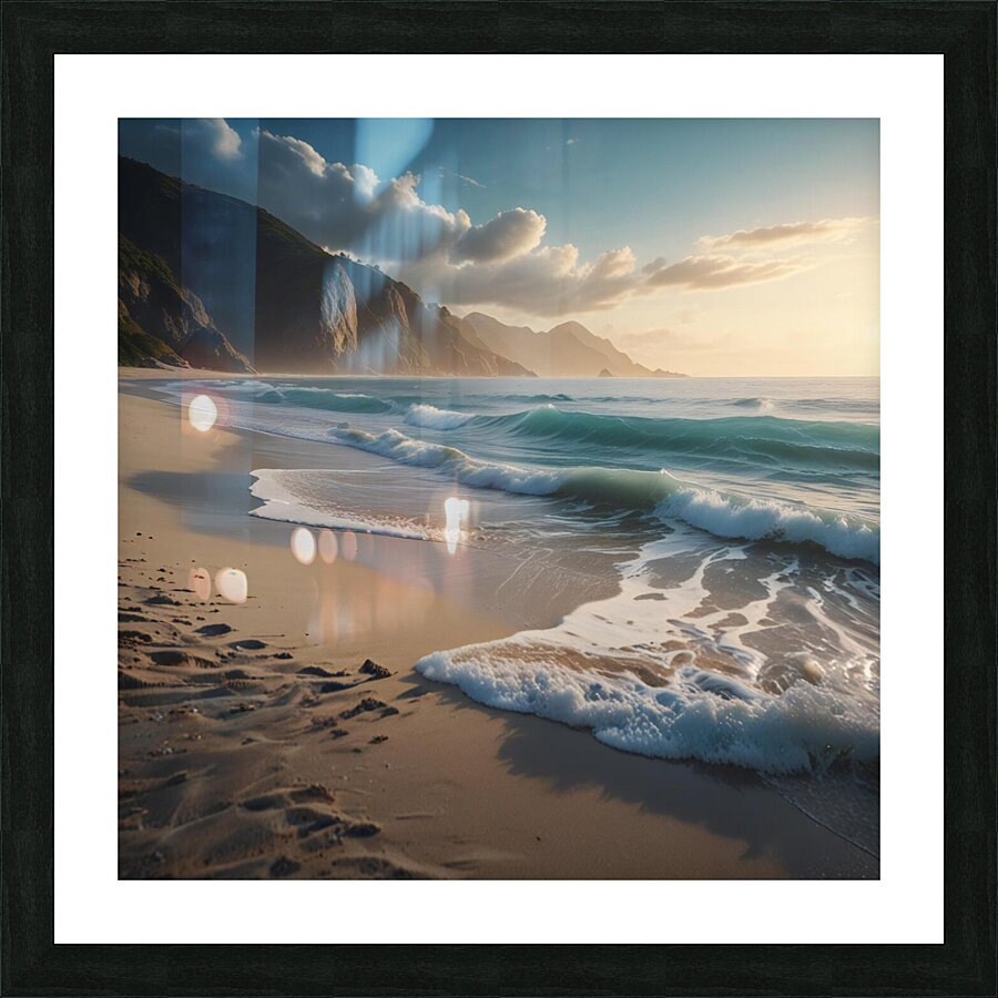 Serene Beach with Soft Waves amazing serene landscape Picture Frame print