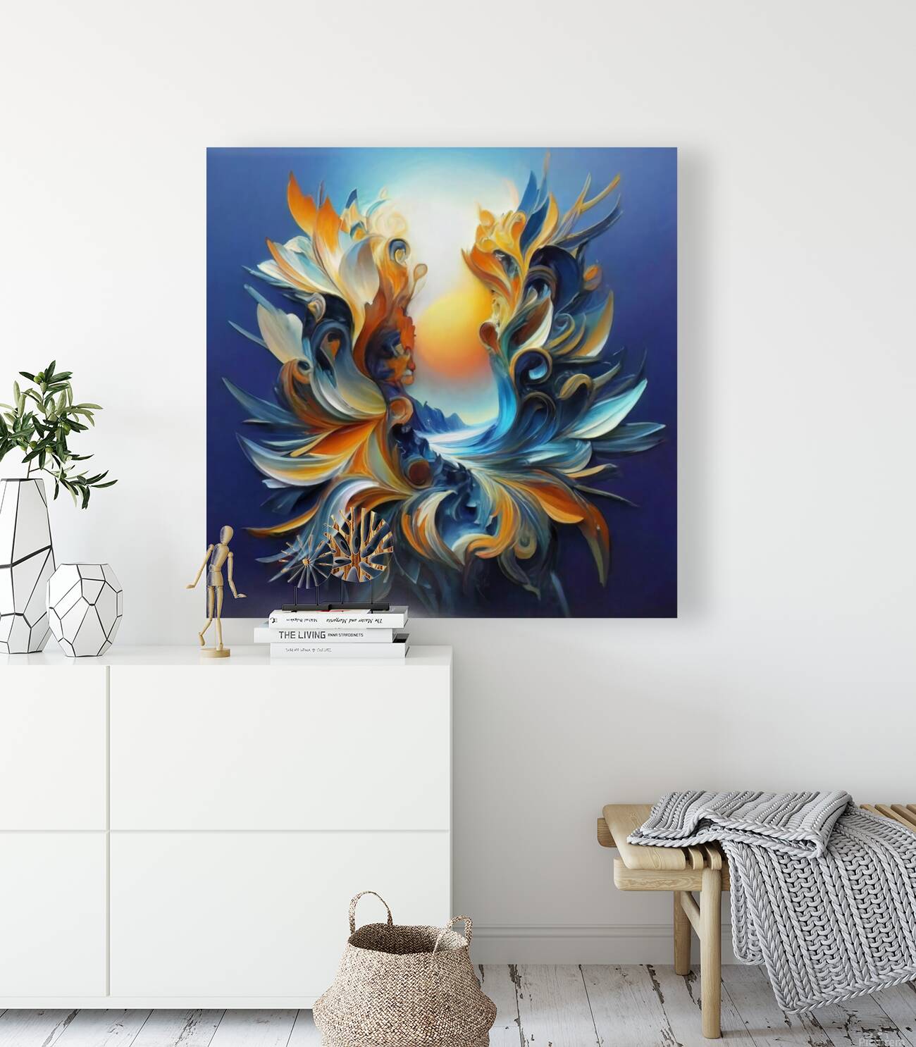 An ultra-realistic photographic image of a vibrant abstract floral composition Reproduction