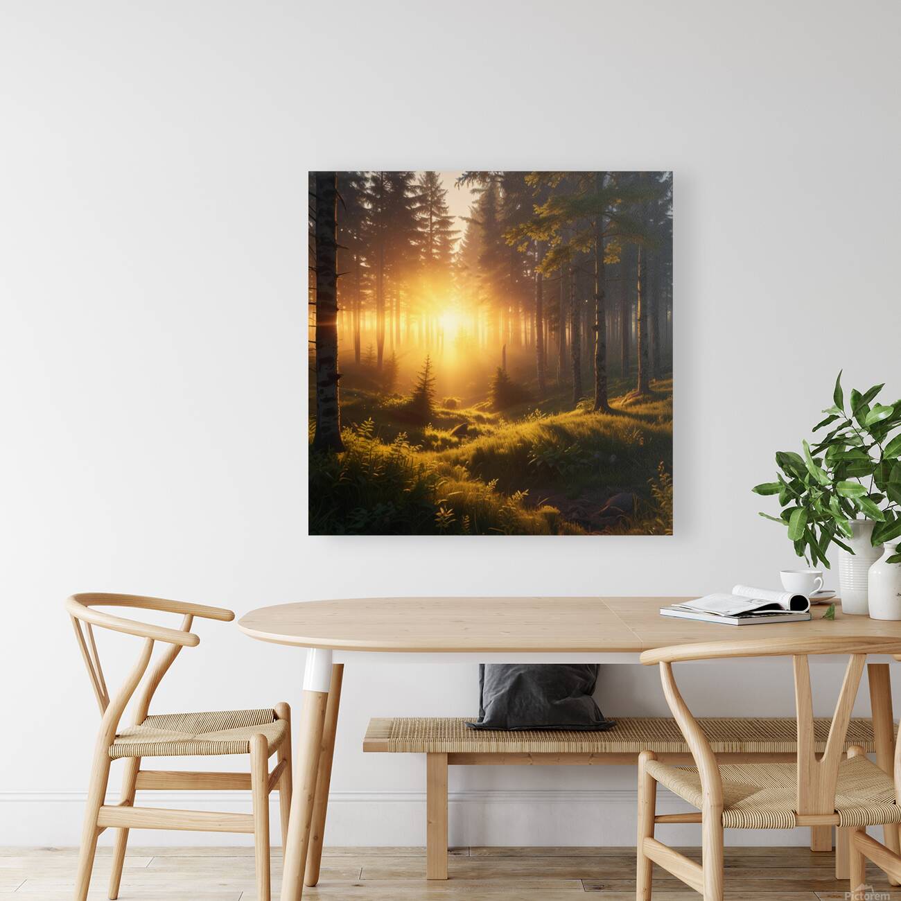 Golden Hour Over a Peaceful Forest amazing serene landscape Reproduction