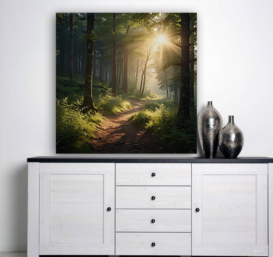 Peaceful Forest Path with Morning Light amazing serene landscape Reproduction