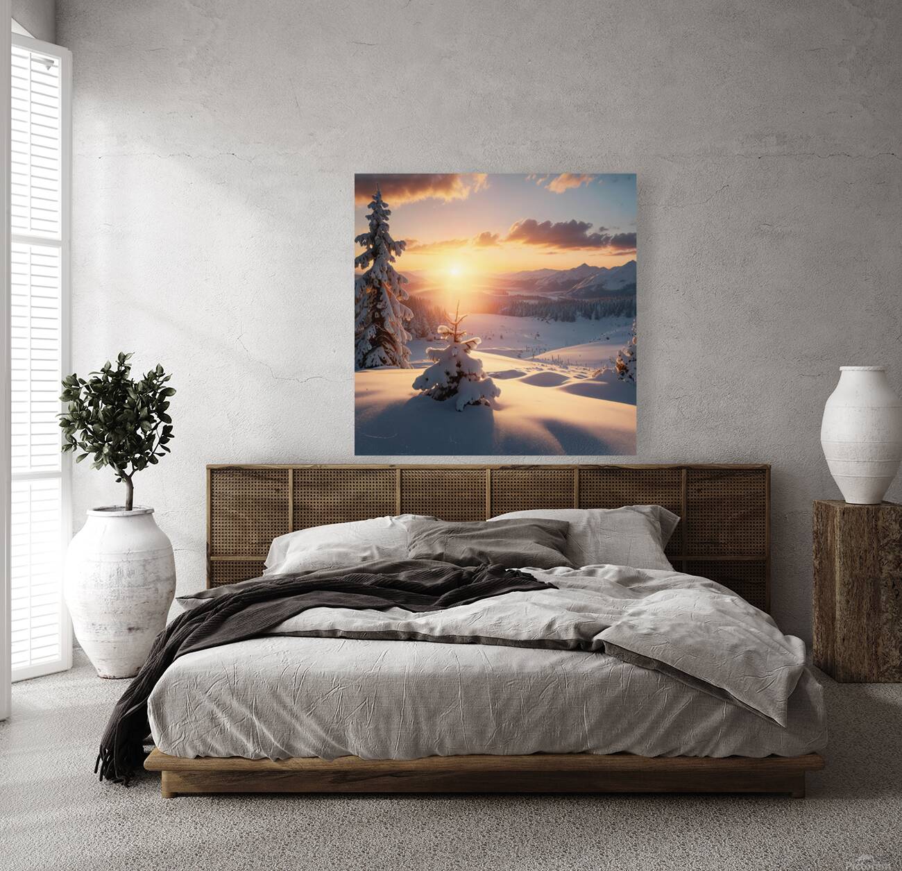 Sunrise Over a Snowy Landscape amazing serene landscape Reproduction
