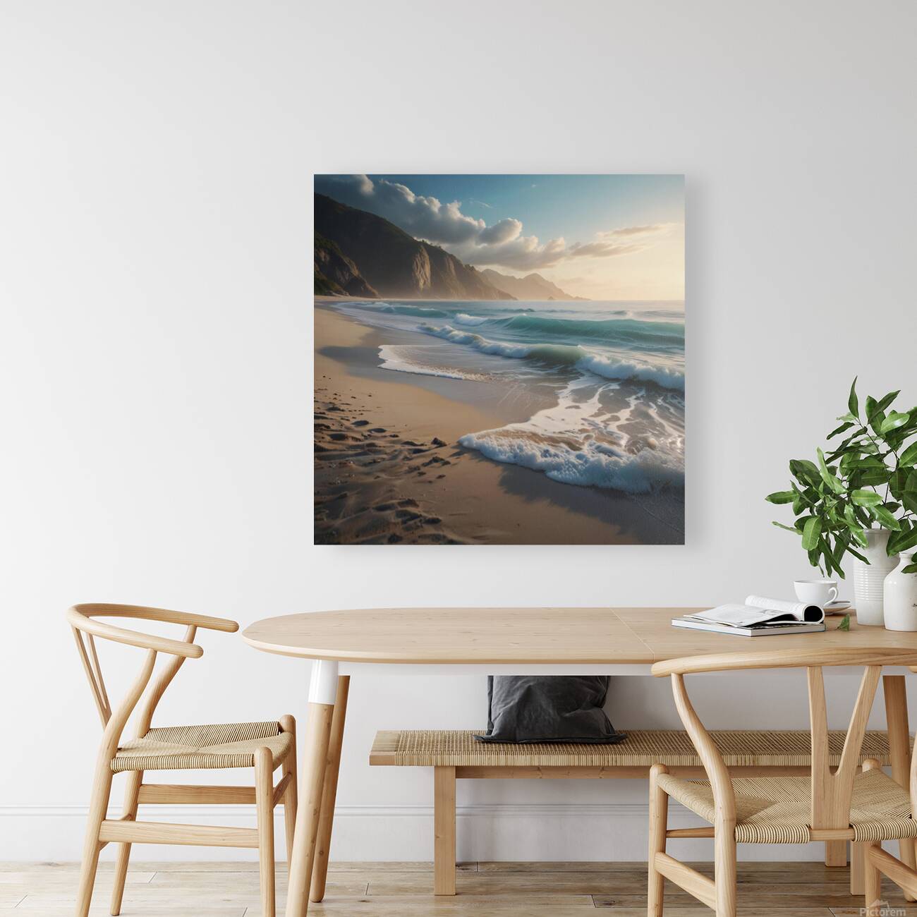 Serene Beach with Soft Waves amazing serene landscape Reproduction