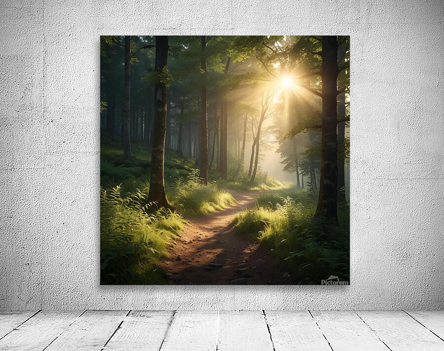Peaceful Forest Path with Morning Light amazing serene landscape Wall Preview