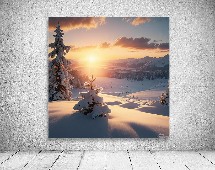 Sunrise Over a Snowy Landscape amazing serene landscape Wall Preview
