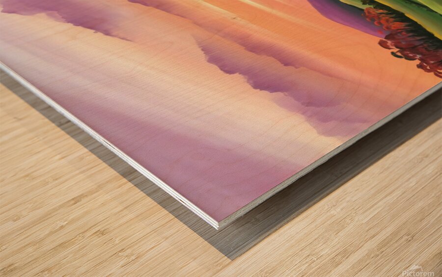 a stunning wall art painting depicting a serene l Wood print