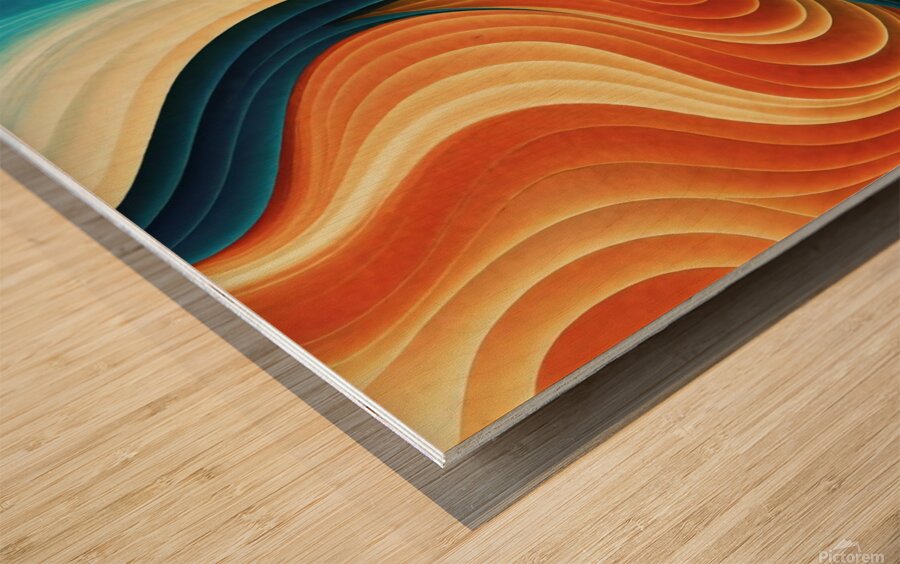 A stunning abstract image with swirling organic shapes and vibrant colors Wood print