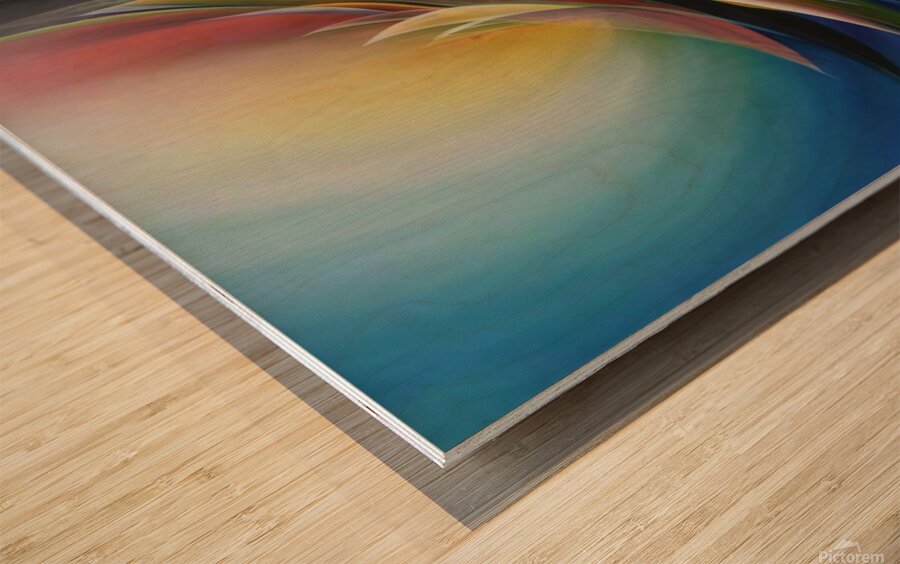A stunning abstract image with swirling vibrant colors and dynamic movement Wood print