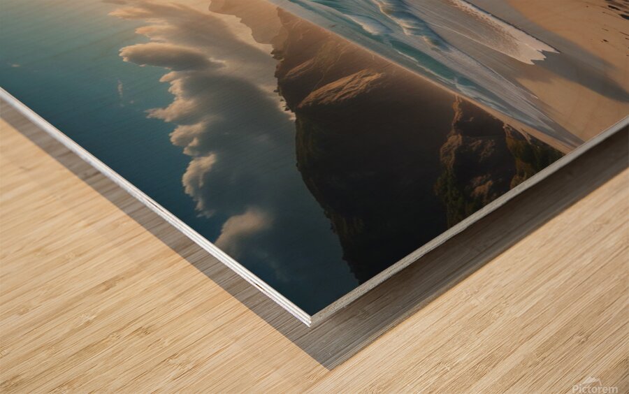 Serene Beach with Soft Waves amazing serene landscape Wood print