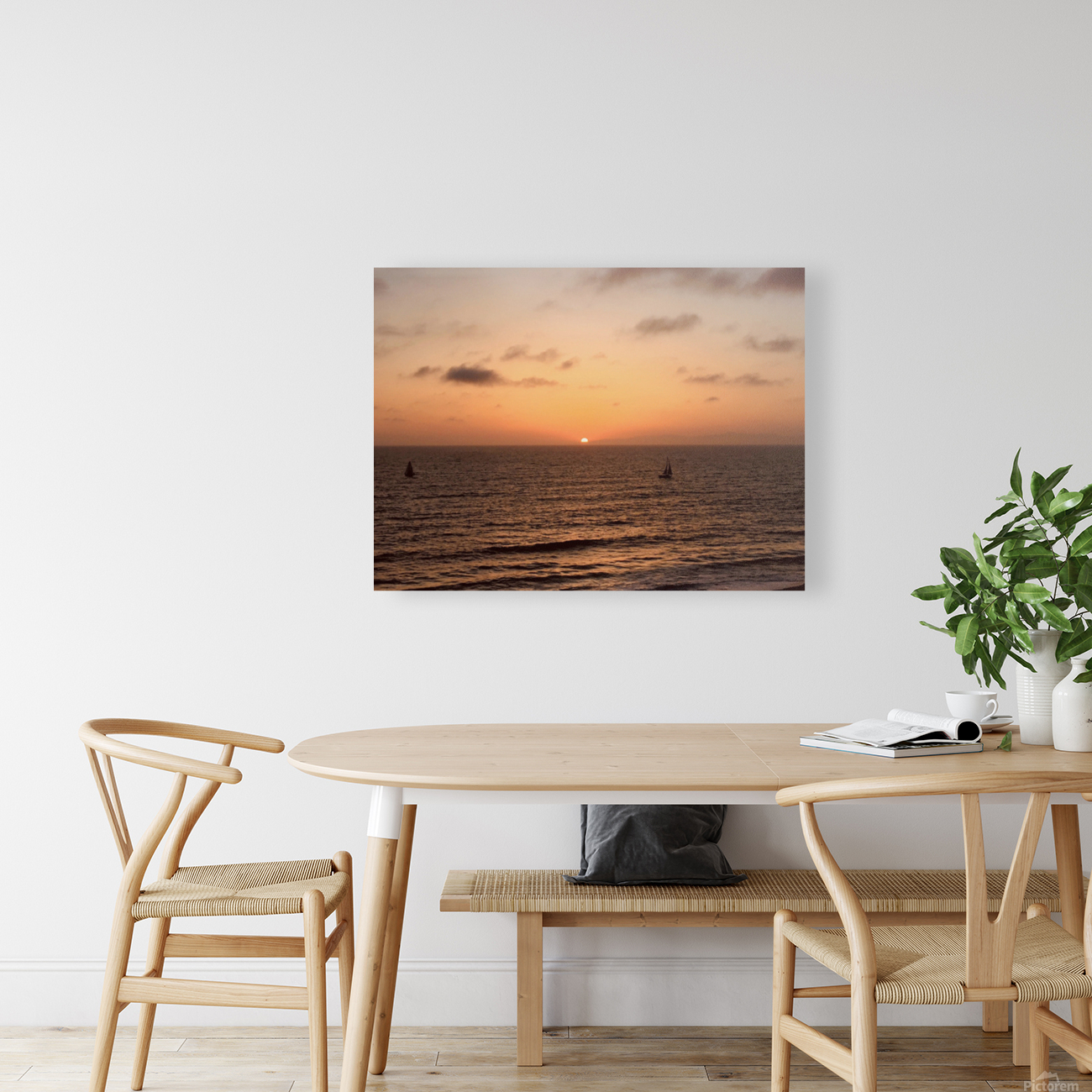 2 sailing at sunset Reproduction