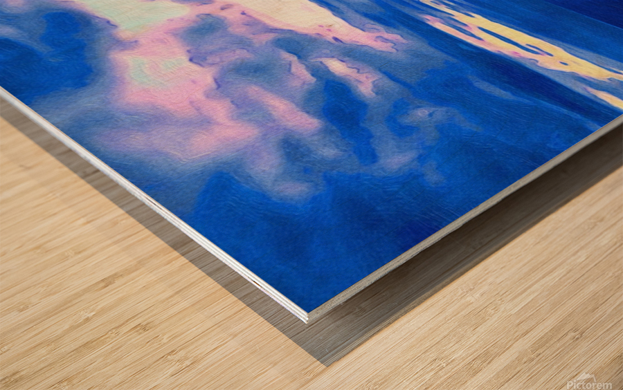 ocean rainbow clouds Wood print