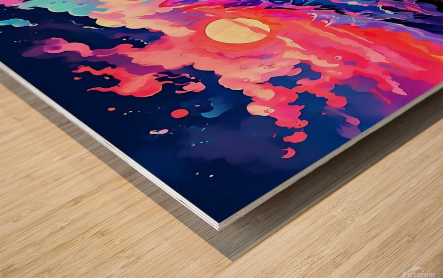 Sunlit Inferno: Majesty Above the Molten Realm Wood print