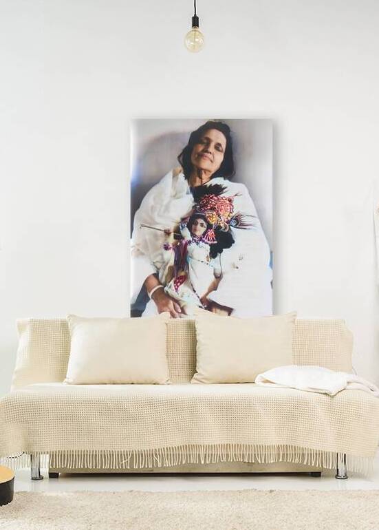 Divine Bliss of Maa Anandamayi holding Krishna Idol | Spiritual Art Print by Kalki Kriva Dna