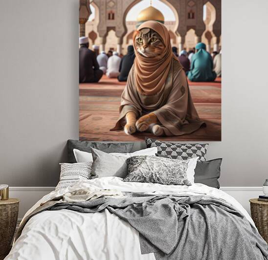 Hijabi Cat series : Cat wearing Hijab in a mosque by Kalki Kriva Dna