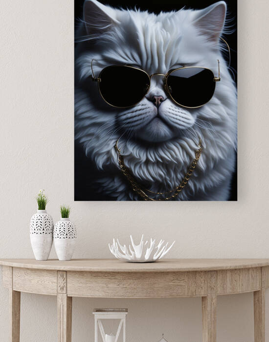 Swag Supreme : Persian Cat wearing Gold chain and Aviator sunglasses by Kalki Kriva Dna