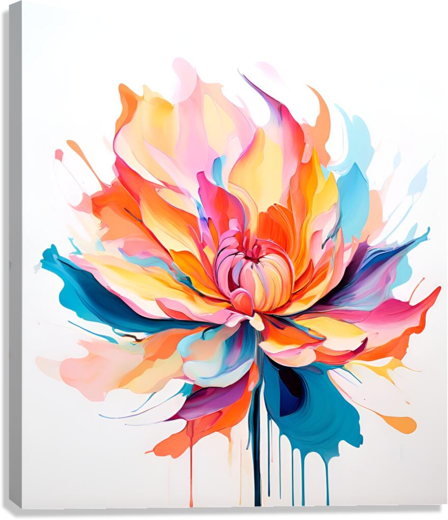 Vibrant Digital Lotus Flower Canvas Print