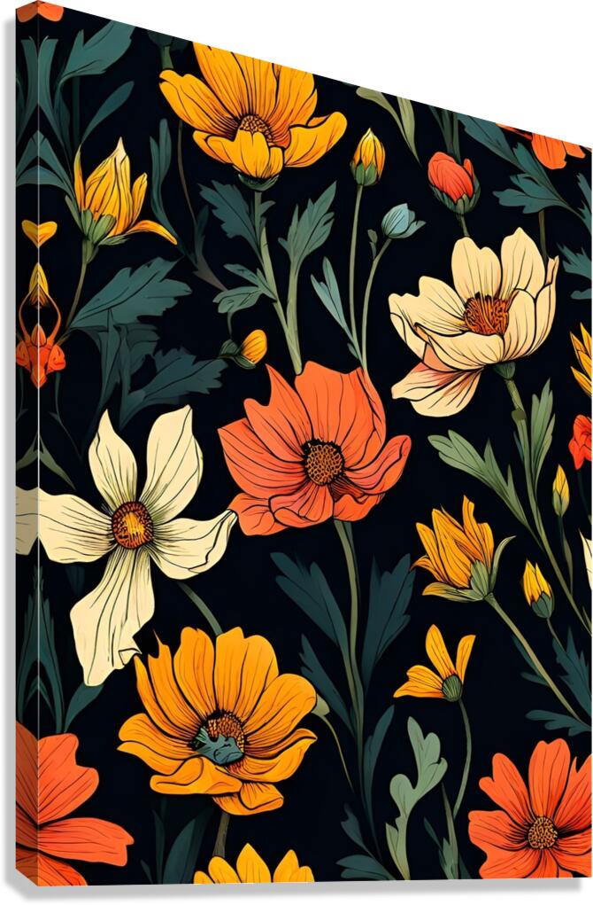 Sunshine on Midnight: Floral Seamless Pattern by Artshop Wall Art
