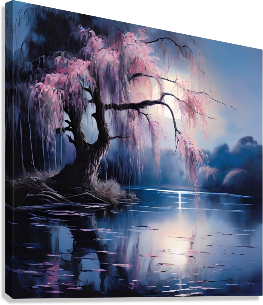 Serene Lake with Weeping Willow Canvas Print