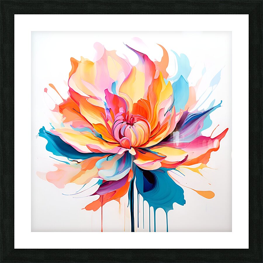 Vibrant Digital Lotus Flower Picture Frame print