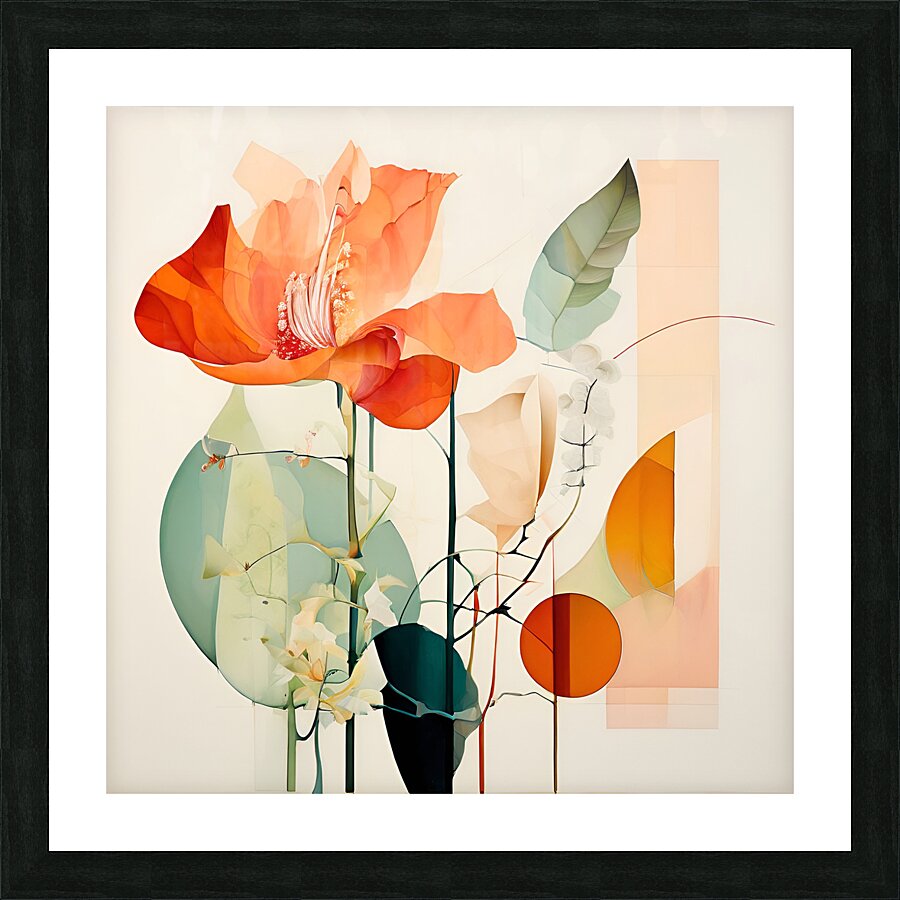 Vibrant Orange Flowers on White Picture Frame print