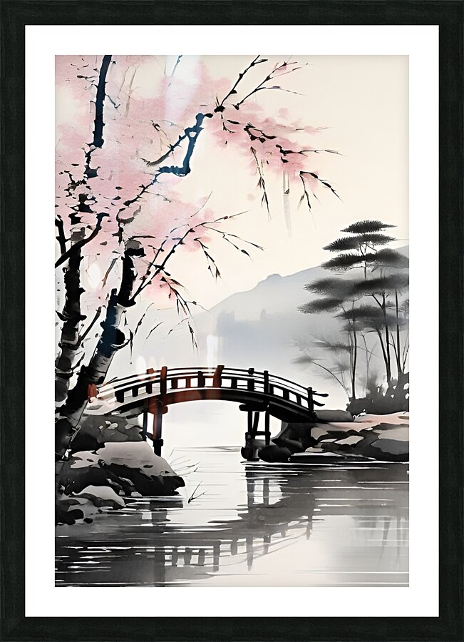 Tranquil Bridge in Spring Picture Frame print