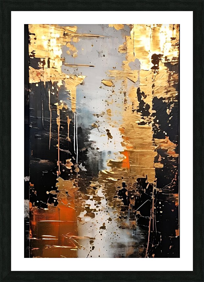 Shimmering Black and Gold Picture Frame print