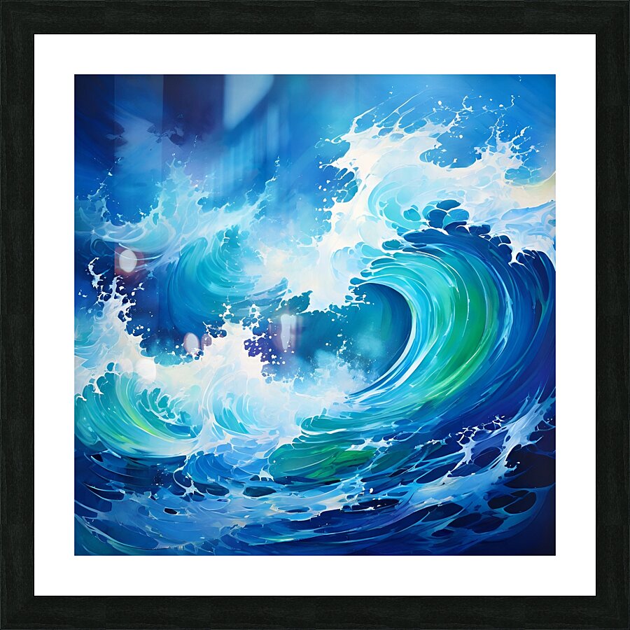 Pixelated Power: Ocean Wave Picture Frame print