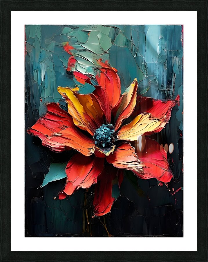 Bold Red Flower Painting Picture Frame print