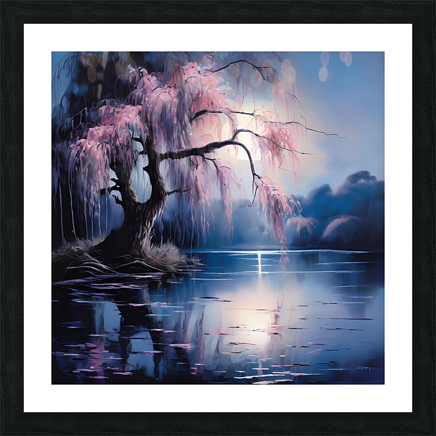Serene Lake with Weeping Willow Picture Frame print