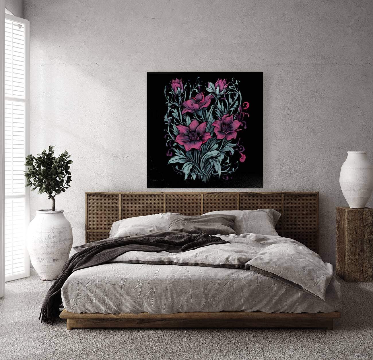 Pink and White Flowers Reproduction