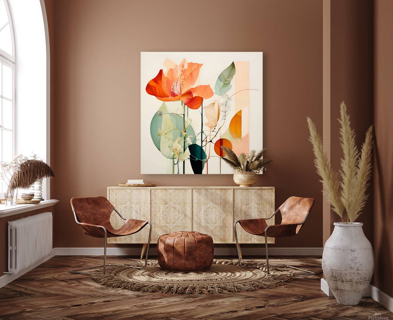 Vibrant Orange Flowers on White Reproduction