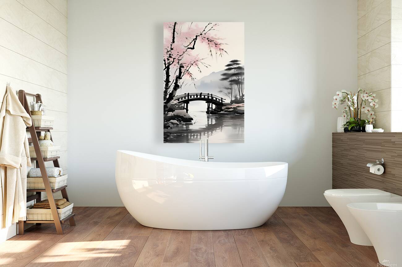 Tranquil Bridge in Spring Reproduction