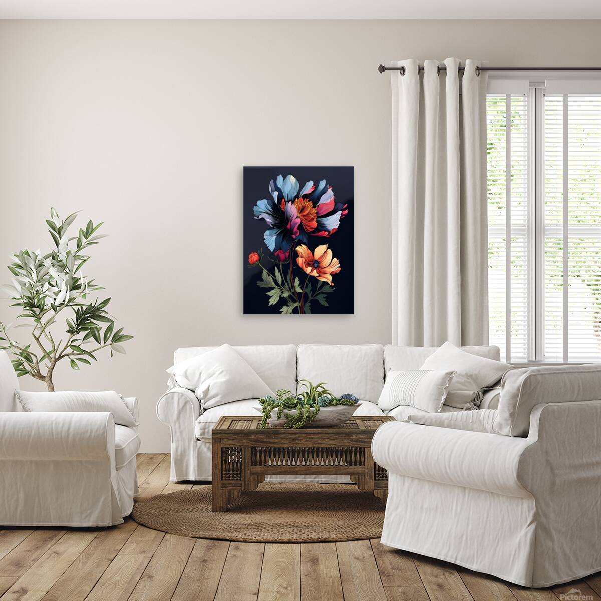 Vibrant Blooms in the Night Reproduction