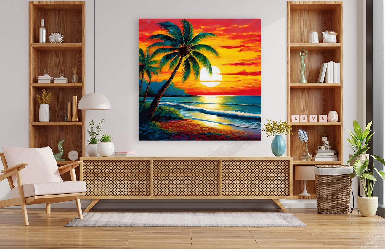  Tranquil Sunset Palm Reproduction