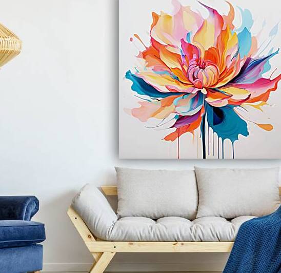 Vibrant Digital Lotus Flower Reproduction