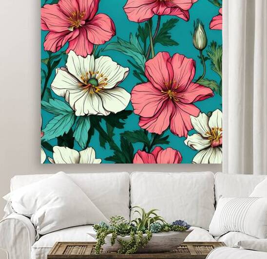  Teal Bliss: A Seamless Floral Pattern by Artshop