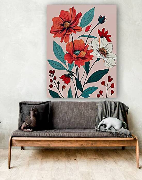  Delightful Duet: Red and White Blooms by Artshop