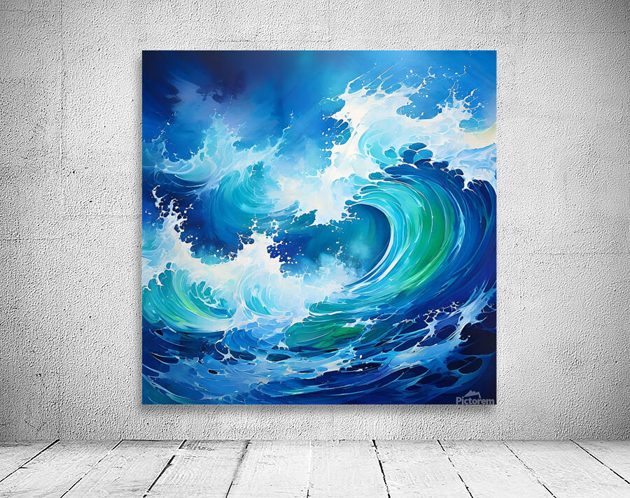 Pixelated Power: Ocean Wave Wall Preview