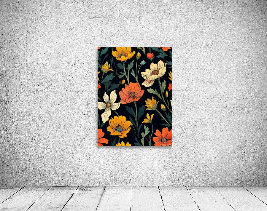 Sunshine on Midnight: Floral Seamless Pattern by Artshop Wall Art