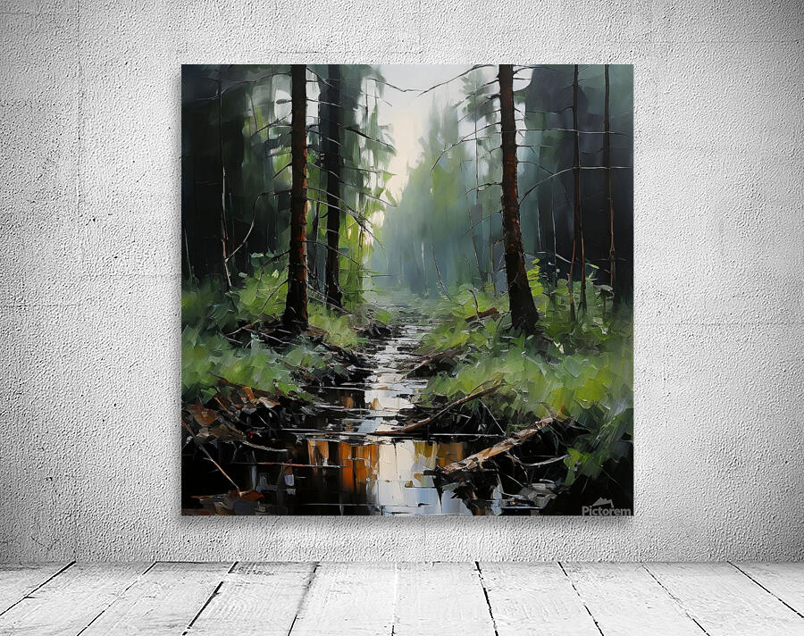 Tranquil Forest Stream Wall Preview