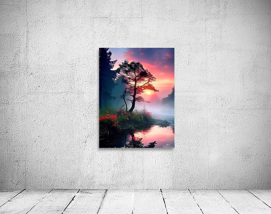 Silhouetted Tree at Sunset Wall Preview