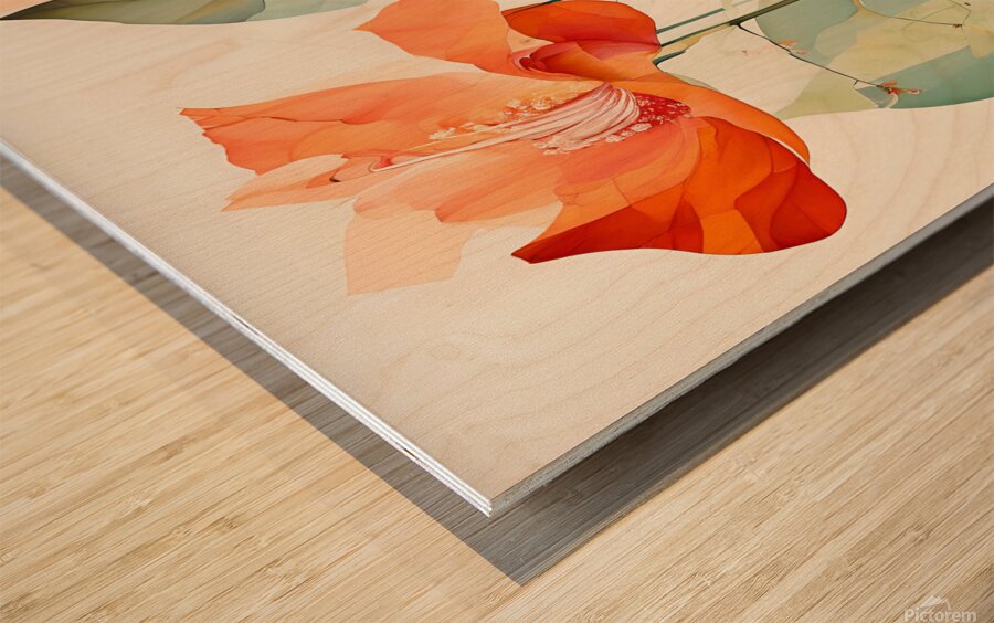 Vibrant Orange Flowers on White Wood print