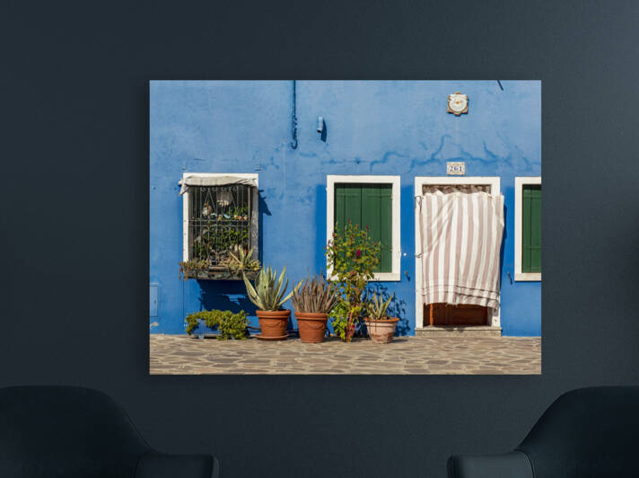 Blue House with Flowerpots Burano by Petr Svarc