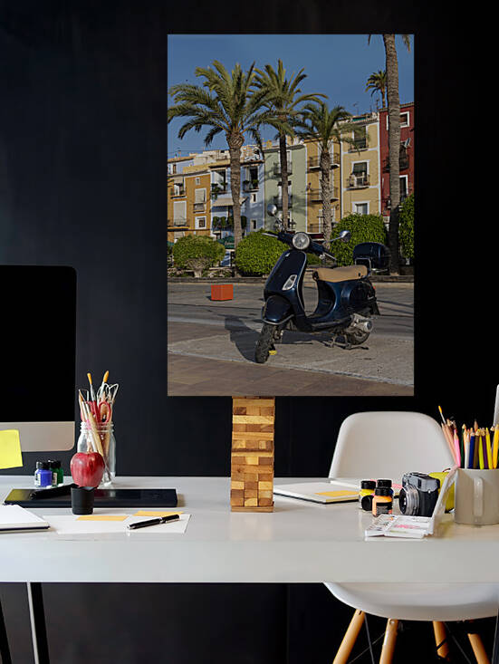 Scooter and colorful houses Villajoyosa by Petr Svarc