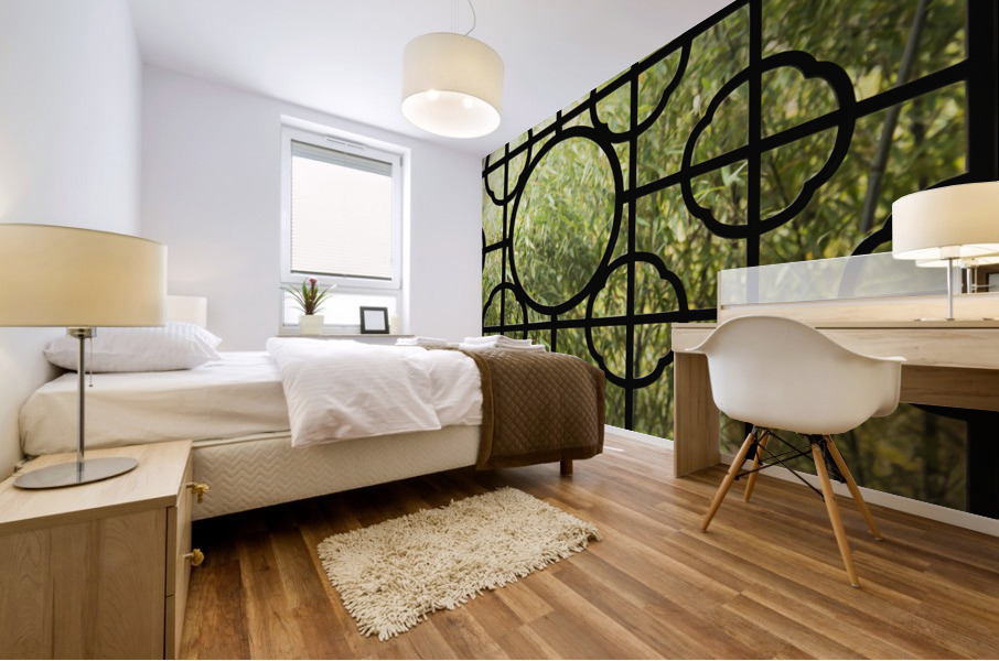 Chinese window landscape Mural print