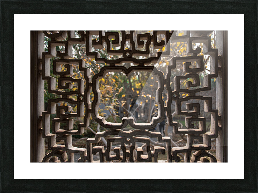 Chinese window landscape Picture Frame print