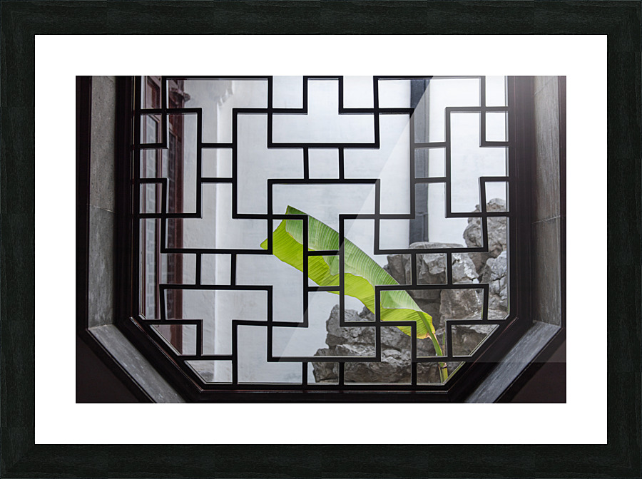 Chinese window landscape Picture Frame print